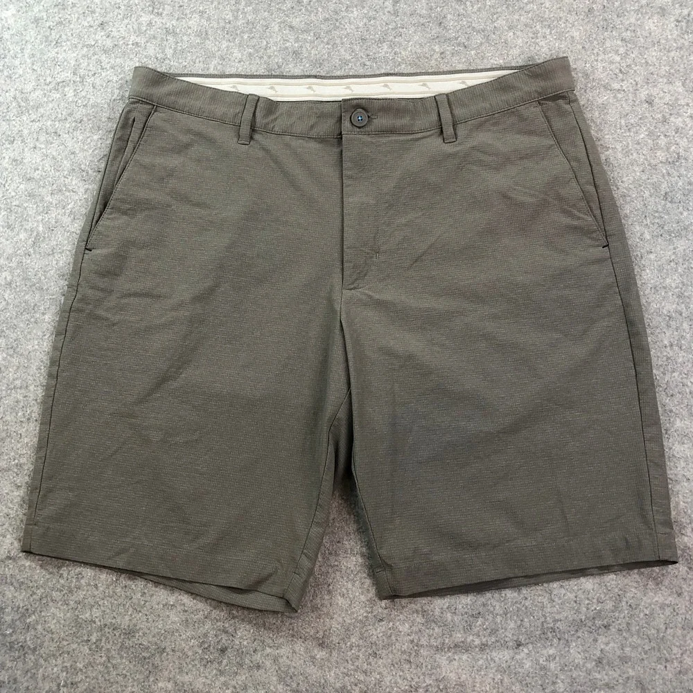 Tommy Bahama Mens Shorts 38 Brown Textured Grid Performance Stretch Casual
